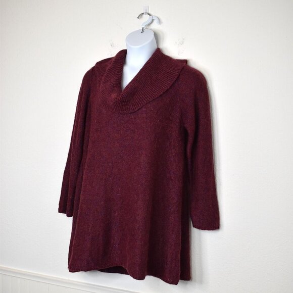 Modcloth Tunic Sweater Sz 1X Cowl Neck Metallic Wool Blend Christmas Holiday - Picture 4 of 16